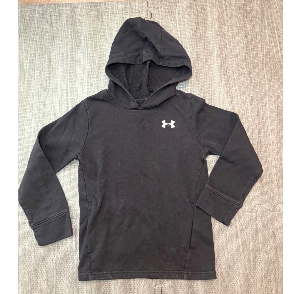 Under‎ Armour Kids Rival Fleece Pullover Hoodie Black Youth Small YSM Loose Fit